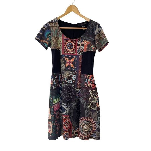 Desigual Multicolor Patchwork Boho Art to Wear Dress - Picture 1 of 10
